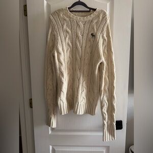Abercrombie & Fitch Cream Cable-Knit Crewneck Sweater